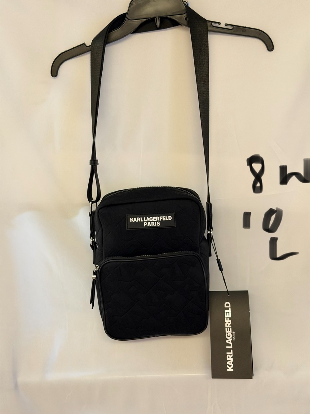 Karl Lagerfeld Black Quilted Crossbody Messenger Bag